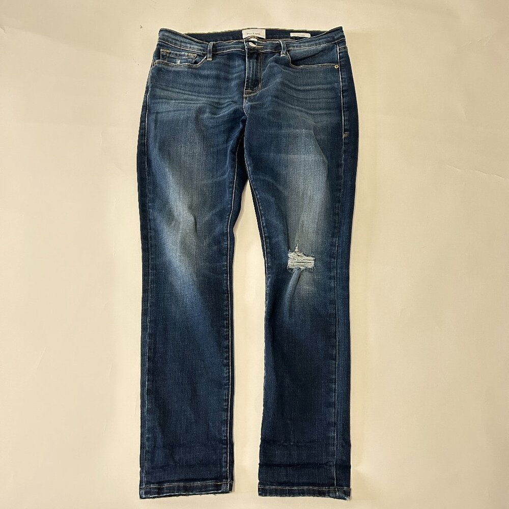 Frame Le Garcon Mid Rise Straight Fit Jeans Women size 28 Caribou Distressed